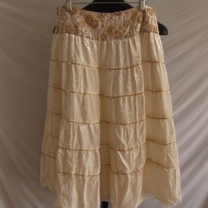 ABS Allen Schwartz Velvet Ivory Beaded Skirt 6